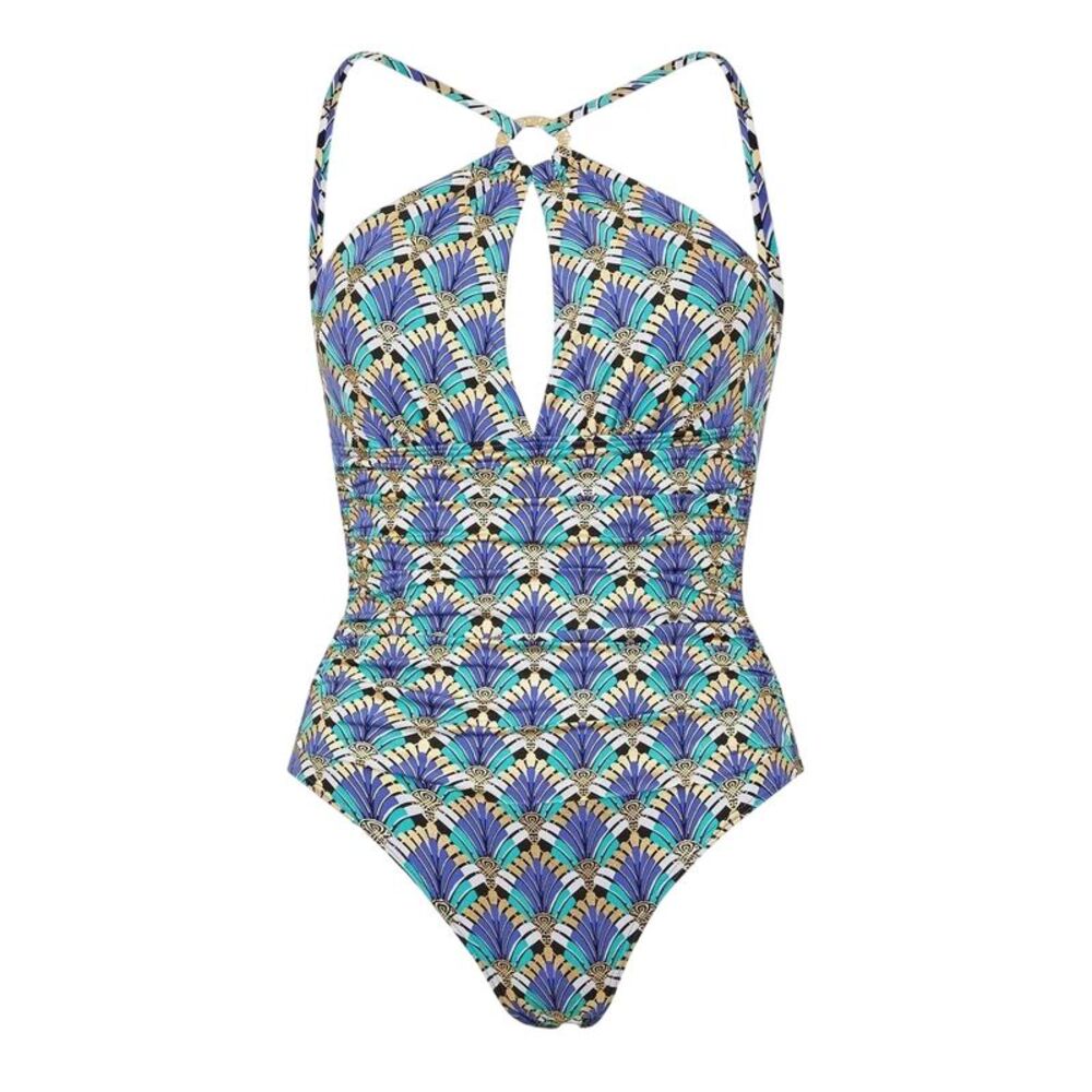 Biba Womens/Ladies High-Neck One Piece Bathing Suit / Deco Rose
